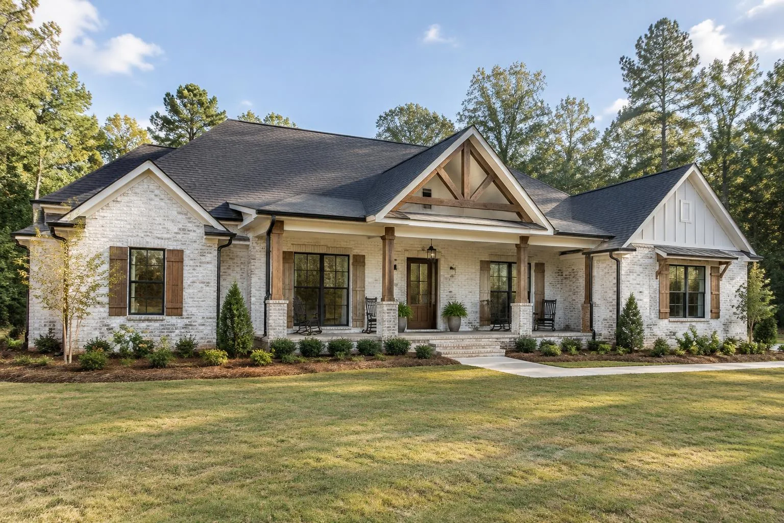 Rendering of a Southern craftsman home with a covered porch